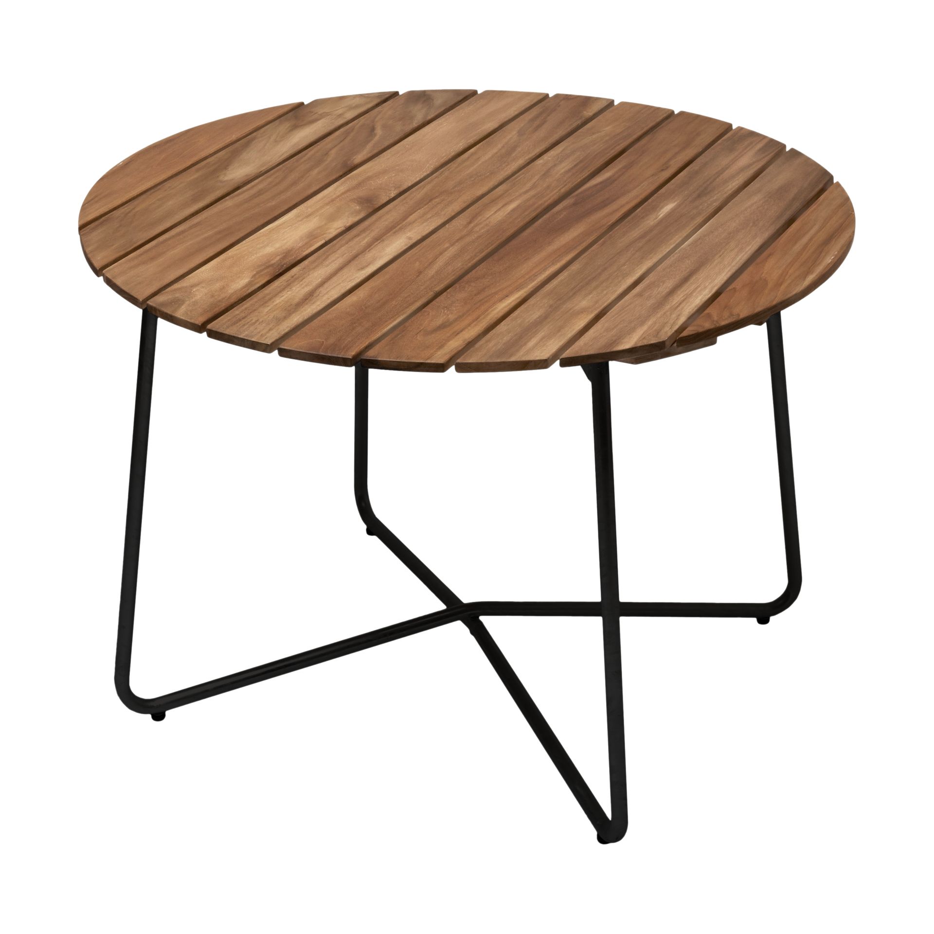 Mesa de comedor 9A, Teca sin tratar-negro, Ø100 cm Grythyttan Stålmöbler