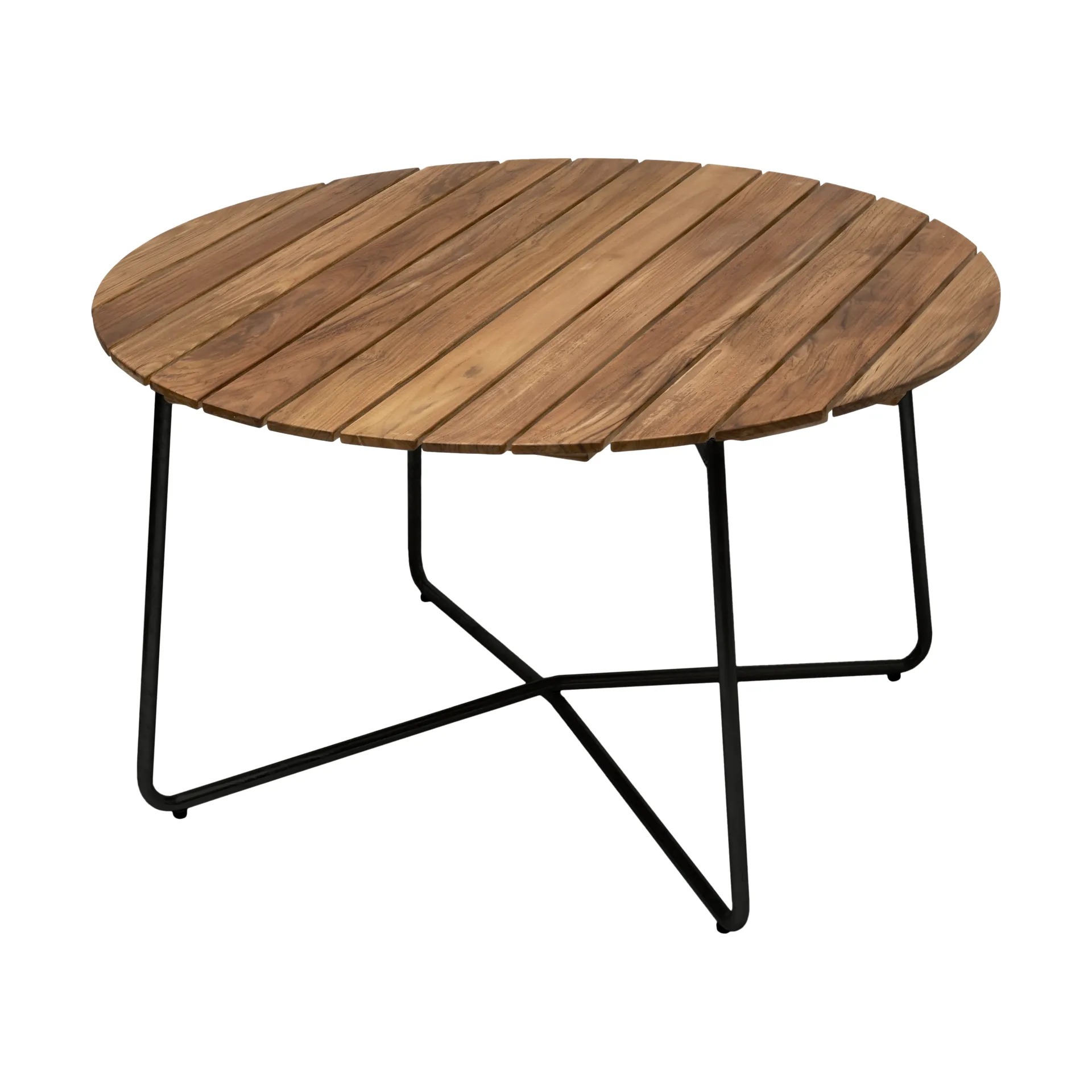 Mesa de comedor 9A, Teca sin tratar-negro, Ø120 cm Grythyttan Stålmöbler
