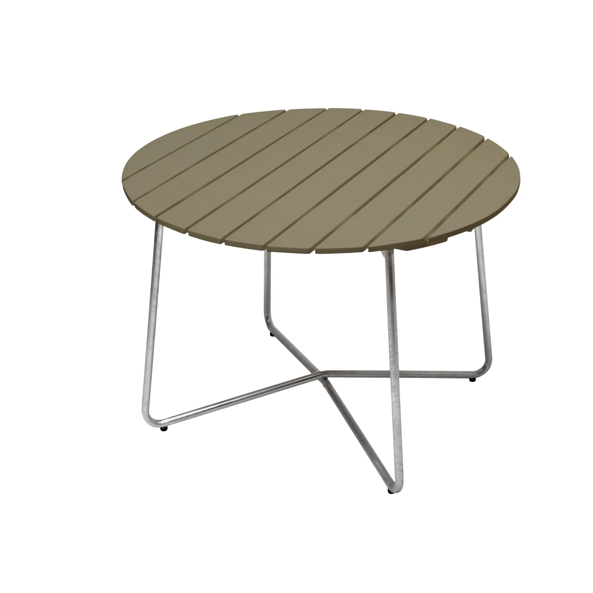 Mesa de comedor 9A, Verde claro roble-acero galvanizado Ø100 cm Grythyttan Stålmöbler
