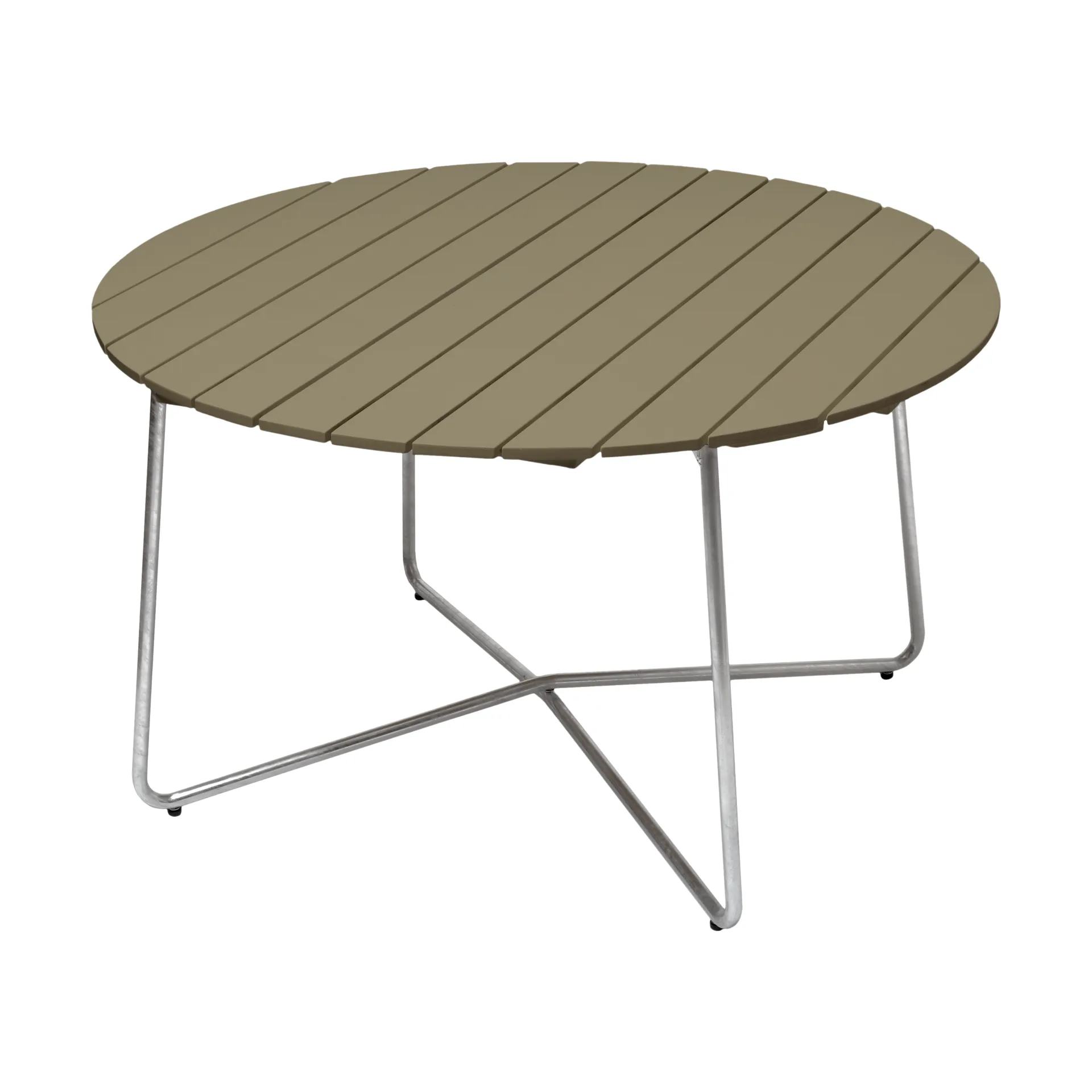 Mesa de comedor 9A, Verde claro roble-acero galvanizado Ø120 cm Grythyttan Stålmöbler