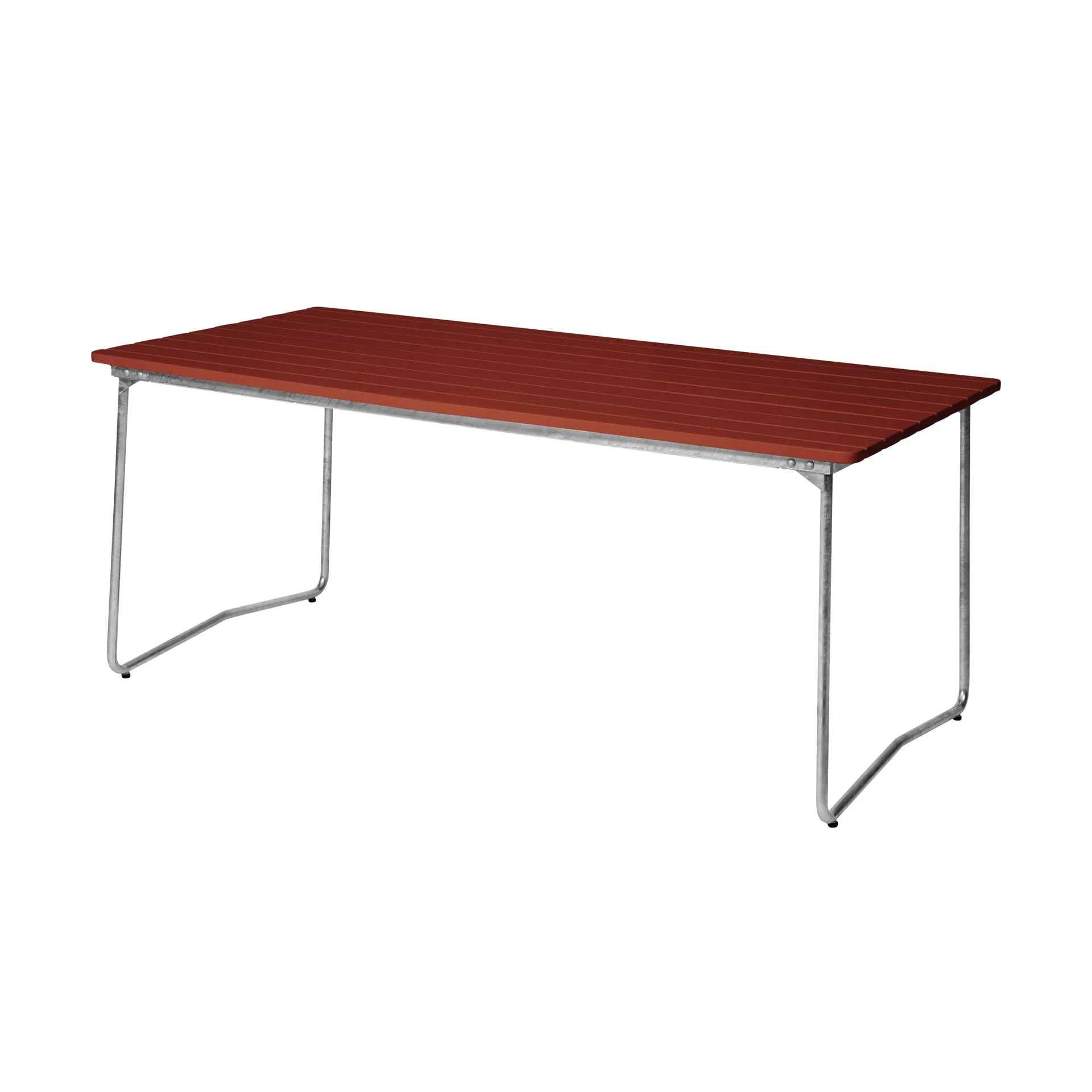 Mesa de comedor B31, 170x92 cm, roble teñido Dark red-lacado-acero galvanizado Grythyttan Stålmöbler