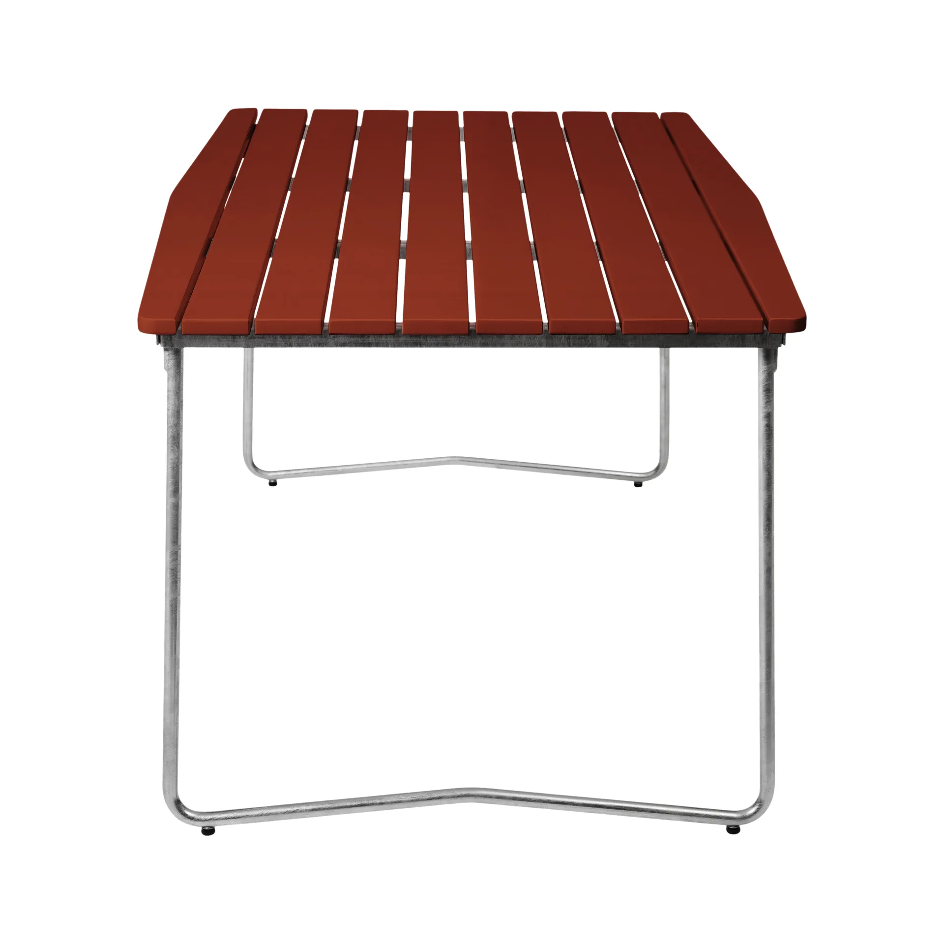 Mesa de comedor B31, 170x92 cm, roble teñido Dark red-lacado-acero galvanizado Grythyttan Stålmöbler