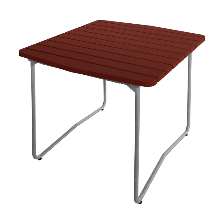 Mesa de comedor B31 - Roble teñido en rojo oscuro, estructura galvanizada en caliente, 84x92 cm - Grythyttan Stålmöbler