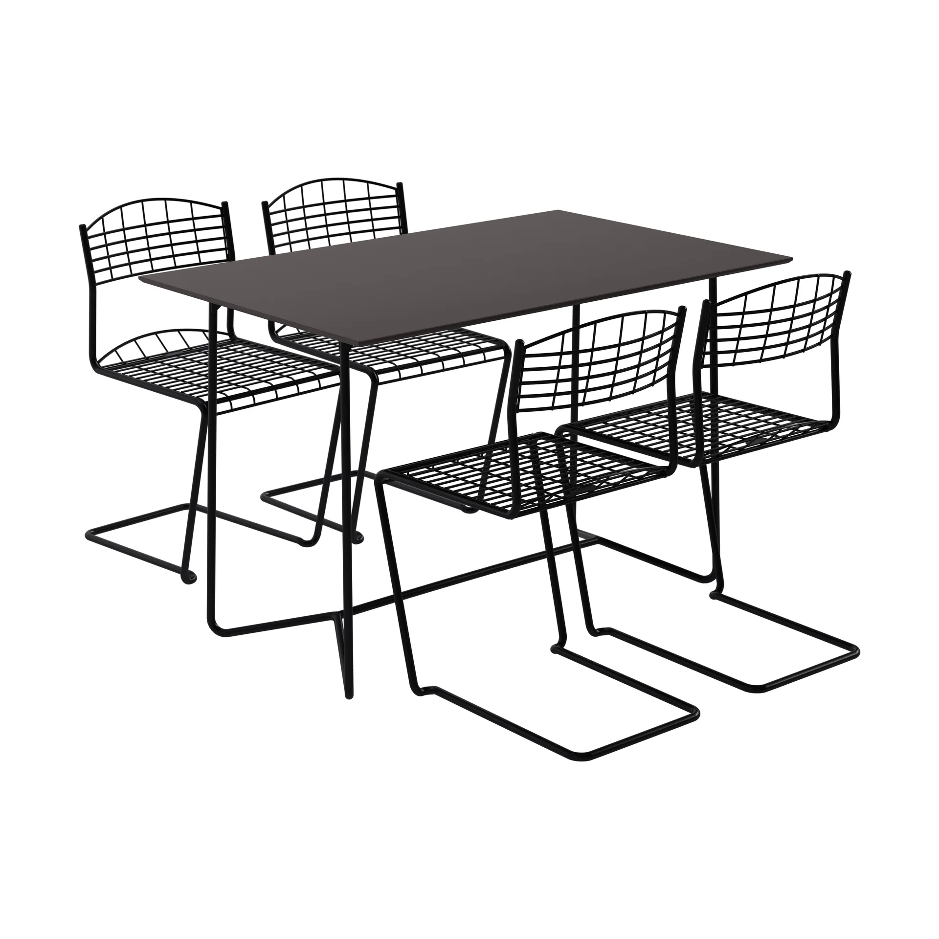 Mesa High tech  110 cm + 4 sillas High tech, negro,  Grythyttan Stålmöbler