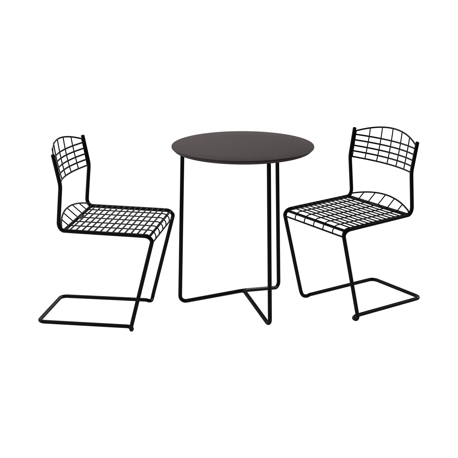 Mesa High tech Ø60 cm + 2 sillas High tech, negro,  Grythyttan Stålmöbler