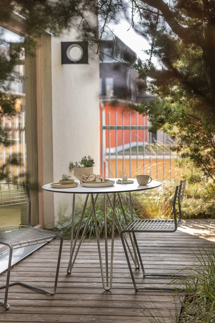 Mesa High Tech ø90 cm, Blanco-estructura galvanizada en caliente Grythyttan Stålmöbler