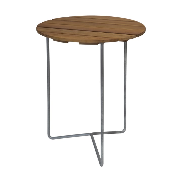 Mesa Table 6B Ø60 cm - Teca sin tratar - patas galvanizadas - Grythyttan Stålmöbler