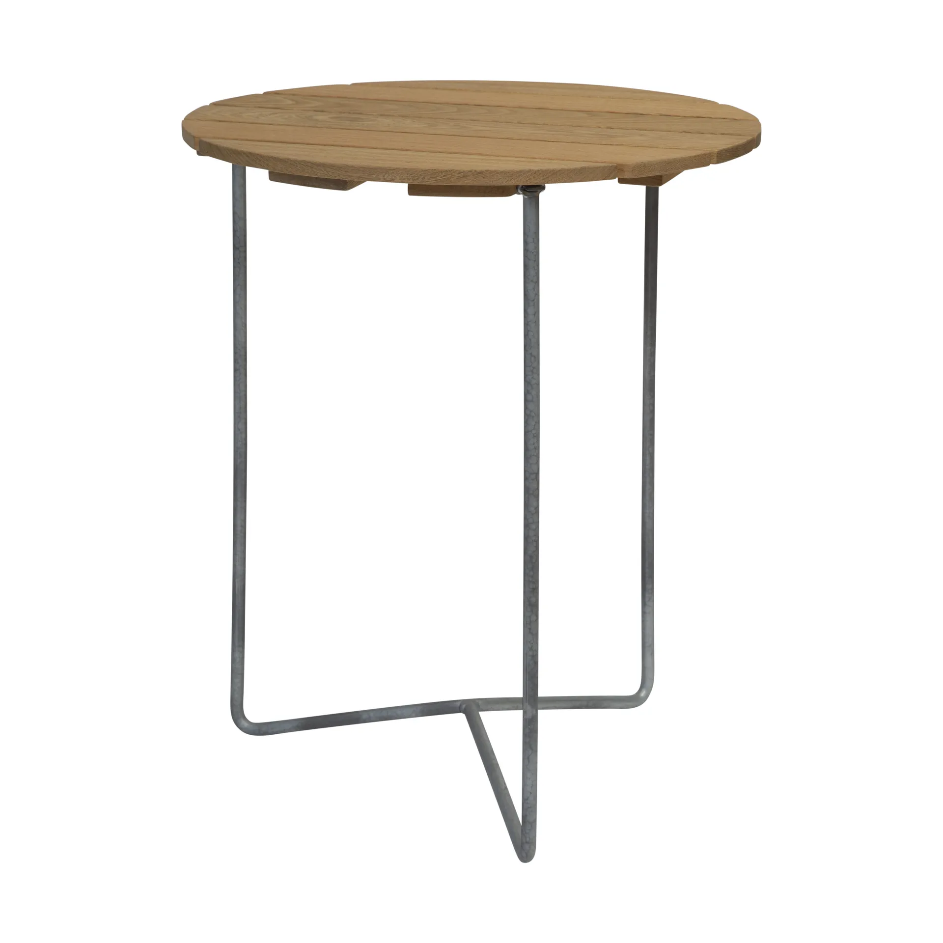 Mesa Table 6B, Roble aceitado-patas galvanizadas, Ø60 cm Grythyttan Stålmöbler