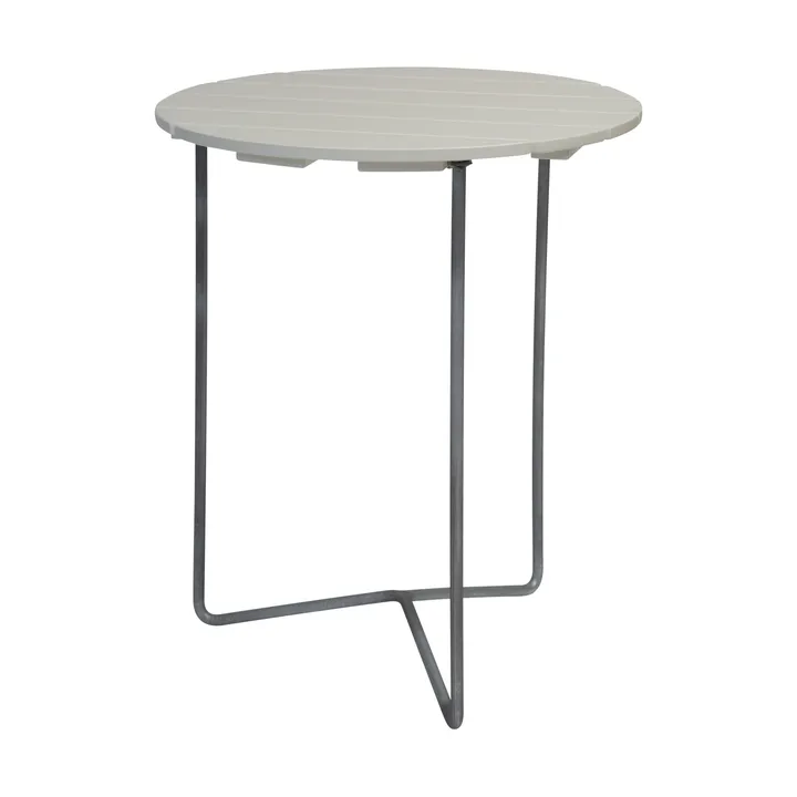 Mesa Table 6B - Roble lacado blanco-patas galvanizadas, Ø60 cm - Grythyttan Stålmöbler