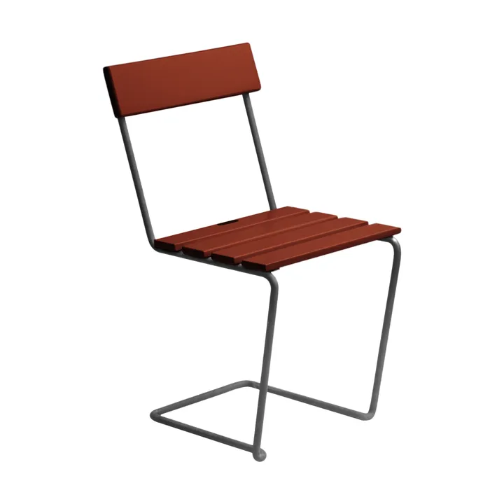 Silla 1 - Roble lacado en rojo oscuro - estructura galvanizada en caliente - Grythyttan Stålmöbler