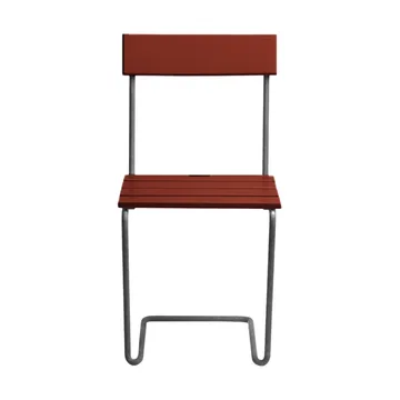 Silla 1 - Roble lacado en rojo oscuro - estructura galvanizada en caliente - Grythyttan Stålmöbler