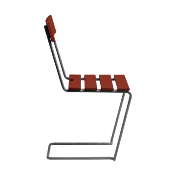 Silla 1 - Roble lacado en rojo oscuro - estructura galvanizada en caliente - Grythyttan Stålmöbler