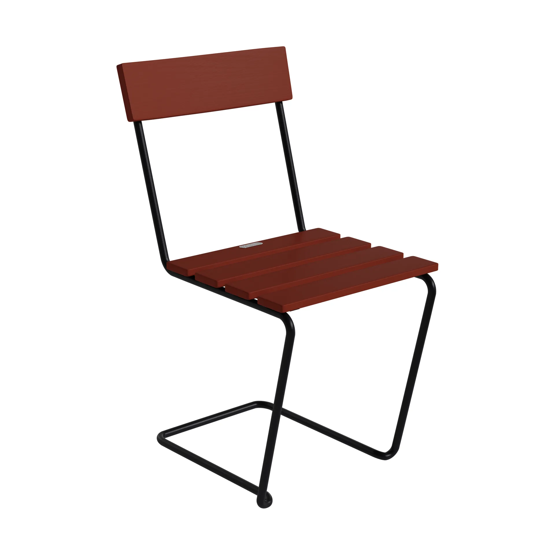 Silla 1, Roble teñido en rojo oscuro con estructura de acero negro Grythyttan Stålmöbler