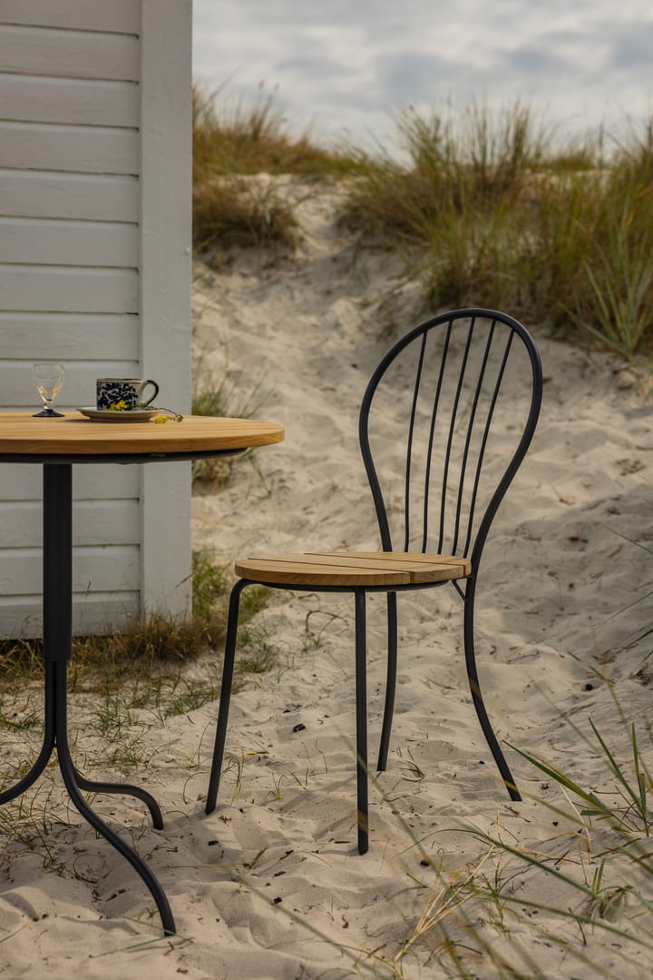 Silla Akleja, Teca-estructura gris oscuro Grythyttan Stålmöbler