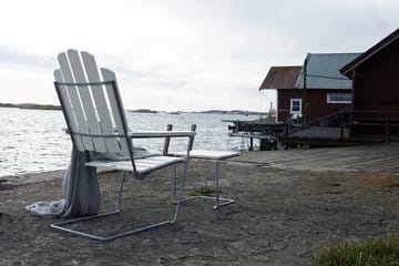 Silla para tomar el sol A3 - Roble lacado blanco-galvanizado en caliente - Grythyttan Stålmöbler