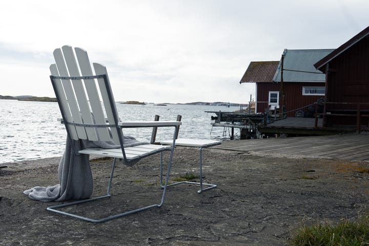 Silla para tomar el sol A3, Roble lacado blanco-galvanizado en caliente Grythyttan Stålmöbler