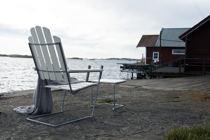 Silla para tomar el sol A3 - Roble lacado blanco-galvanizado en caliente - Grythyttan Stålmöbler