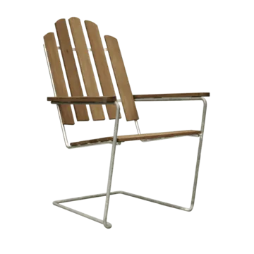 Silla para tomar el sol A3 - Teca-estructura galvanizada en caliente - Grythyttan Stålmöbler