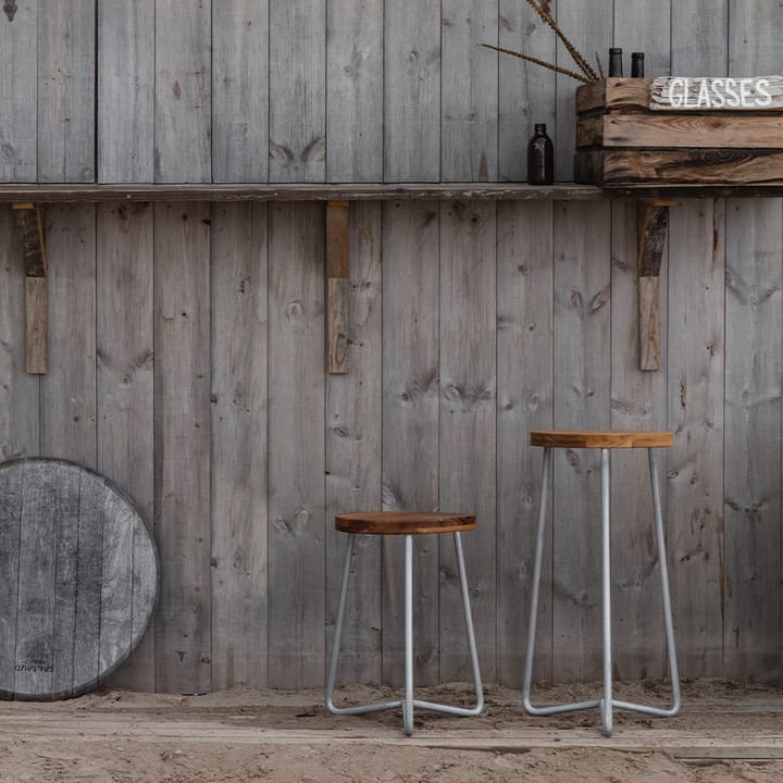 Taburete V-1, Teca-45-estructura de acero galvanizado en caliente Grythyttan Stålmöbler
