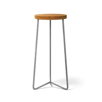 Taburete V-1 - Teca-estructura de acero galvanizado en caliente, 63 cm - Grythyttan Stålmöbler
