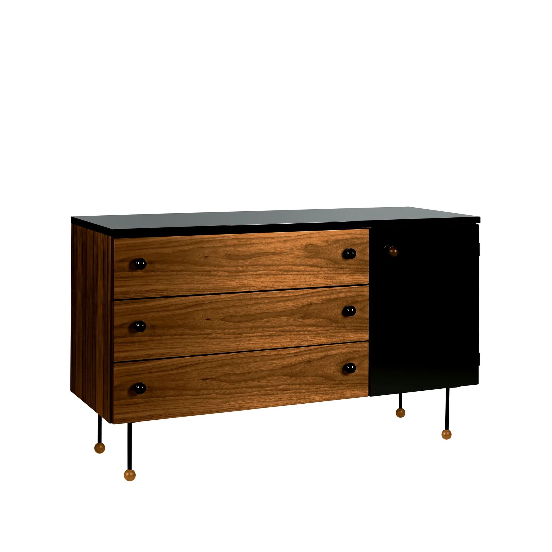 Cómoda 62 Dresser, American walnut, 3 cajones GUBI
