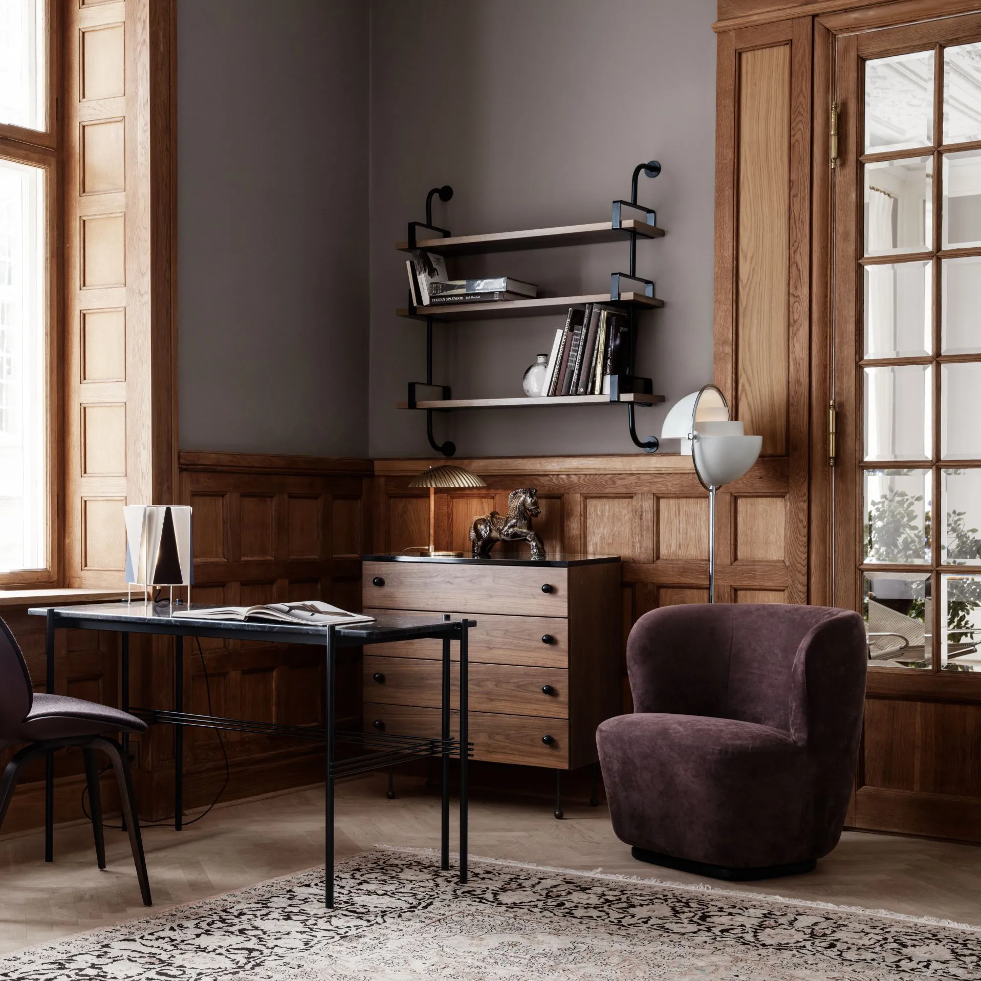 Estantería Démon 3 baldas 95 cm, Walnut GUBI