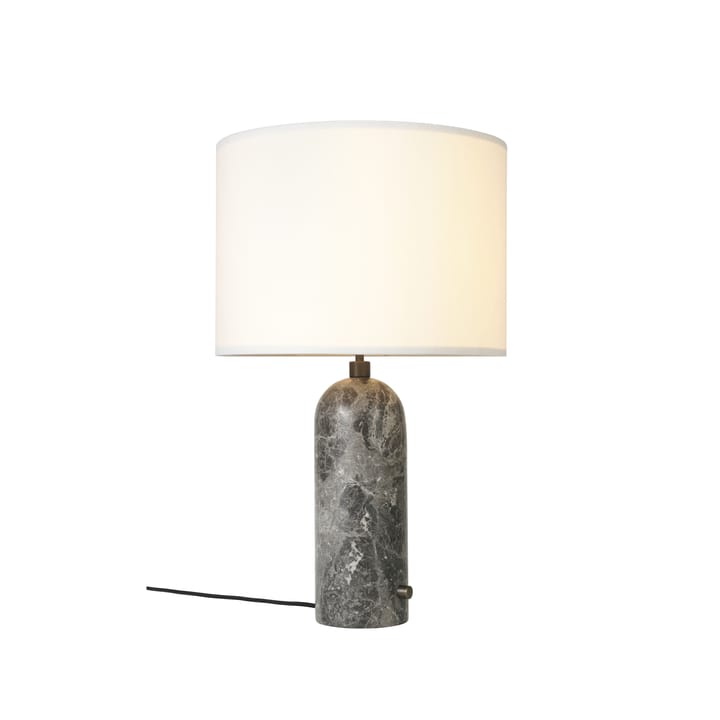 Lámpara de mesa Gravity L, mármol gris + pantalla blanca GUBI