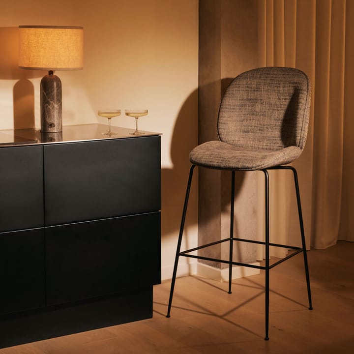 Lámpara de mesa Gravity L, mármol gris + pantalla blanca GUBI