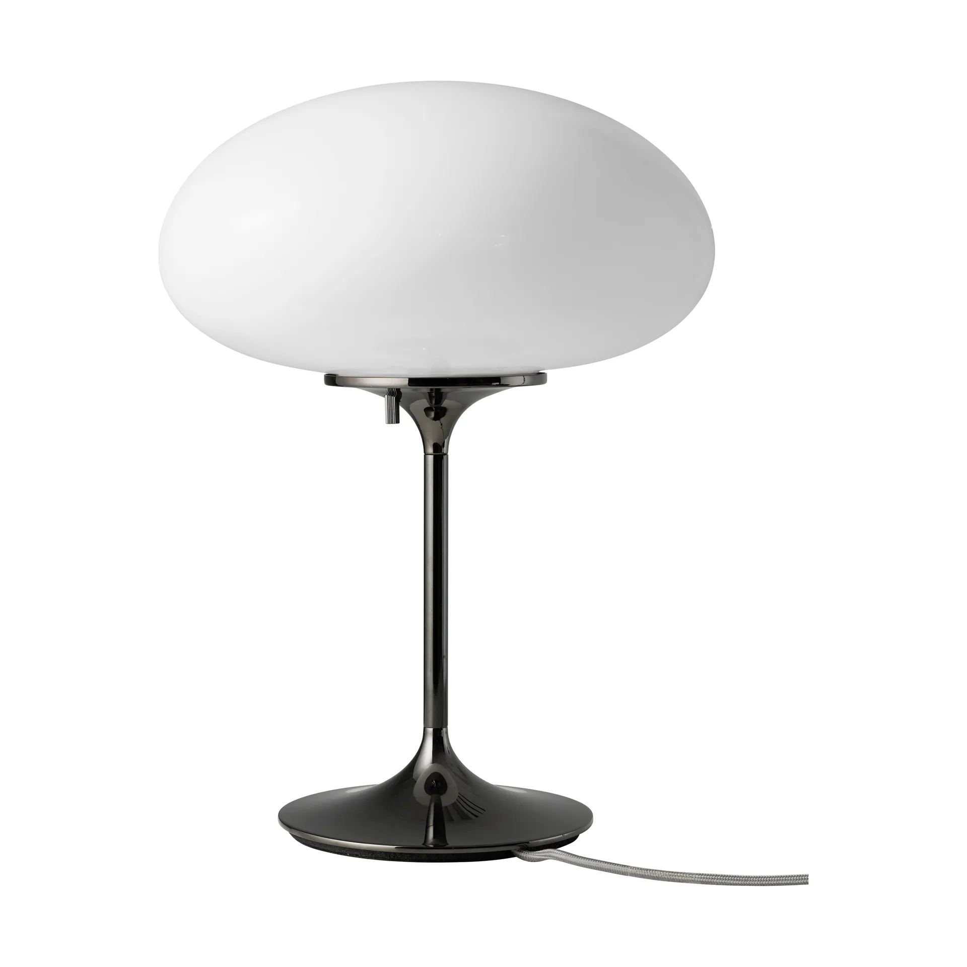 Lámpara de mesa Stemlite, Cromo negro-vidrio opal, 42 cm GUBI