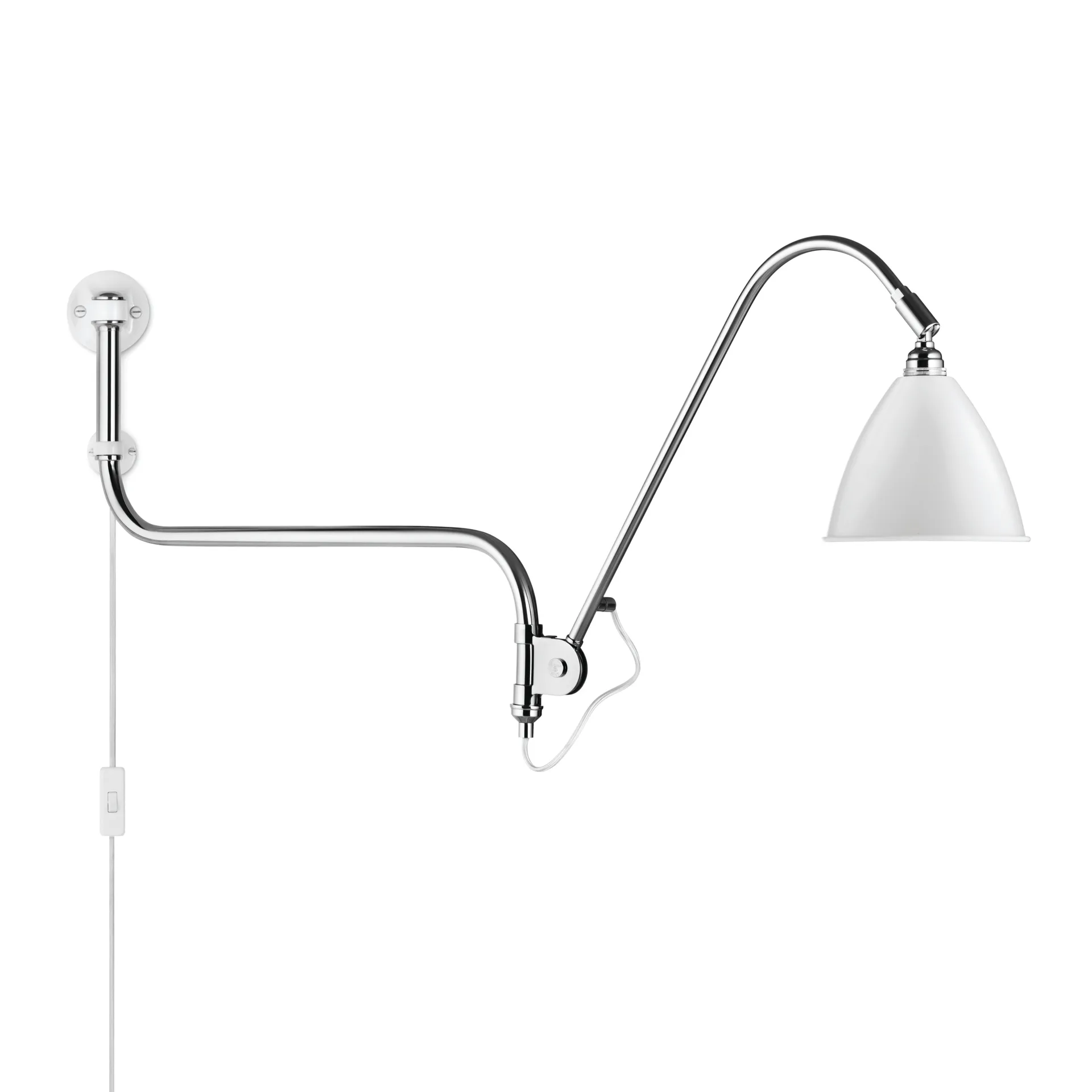 Lámpara de pared Bestlite BL10, blanco mate-cromo GUBI