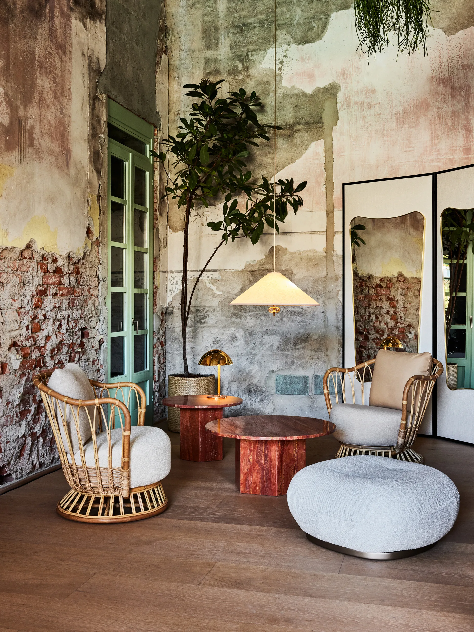 Lámpara de techo 1967, Lona de tela-latón GUBI