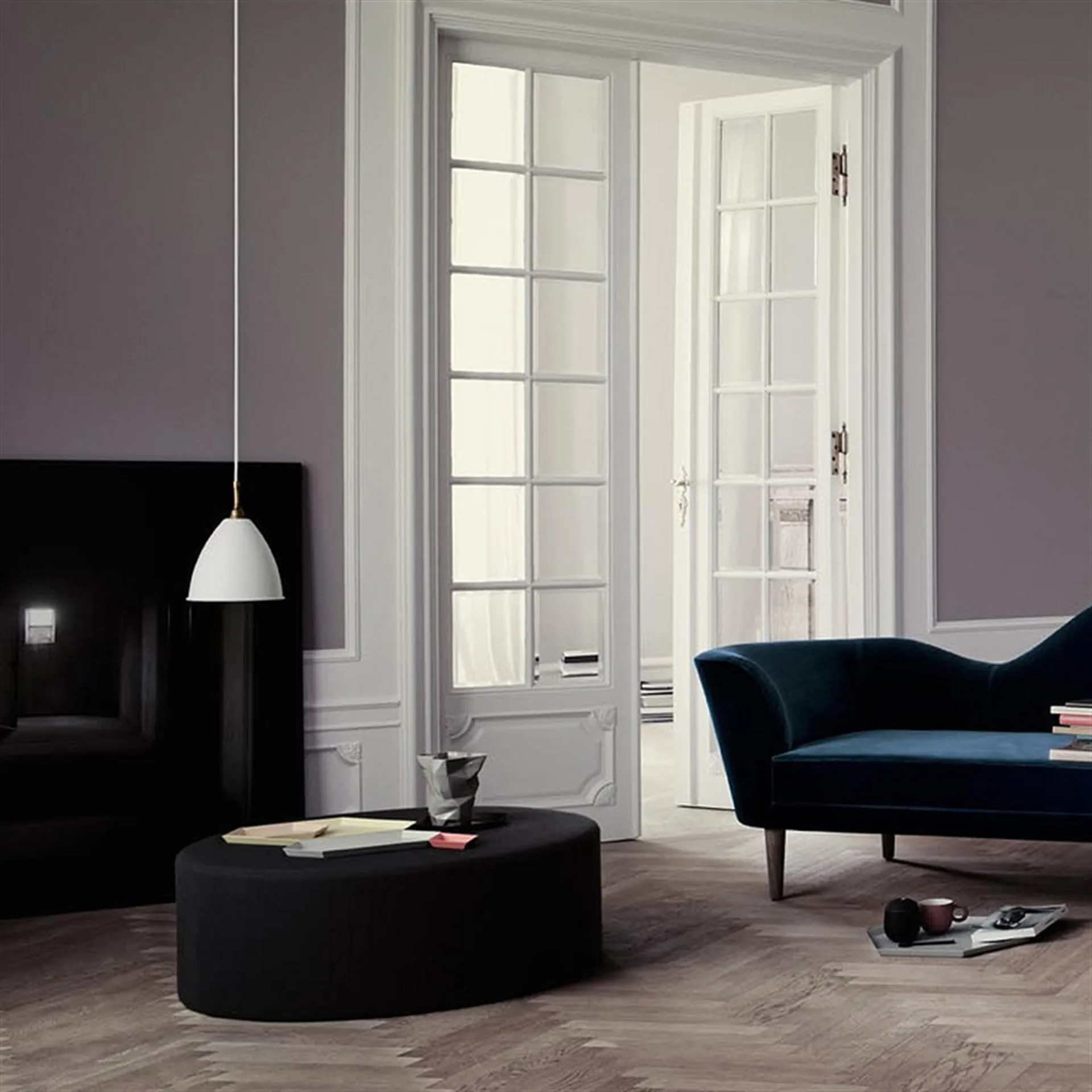 Lámpara de techo Bestlite BL9M, blanco mate-cromo GUBI