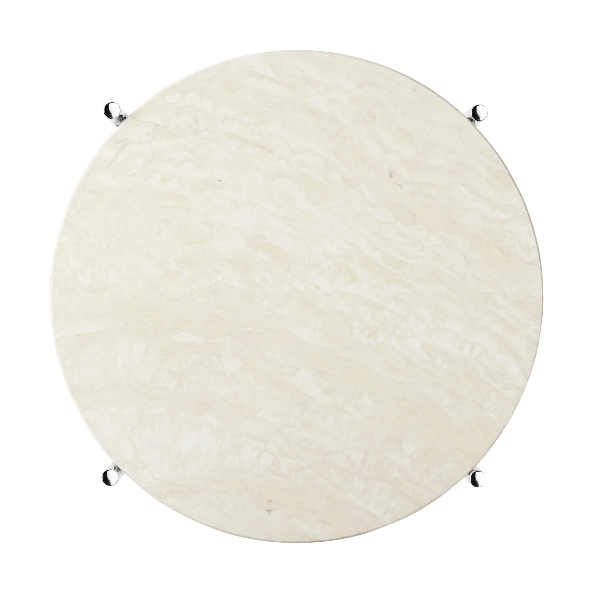 Mesa auxiliar TS acero pulido Ø40, Neutral white travertine GUBI