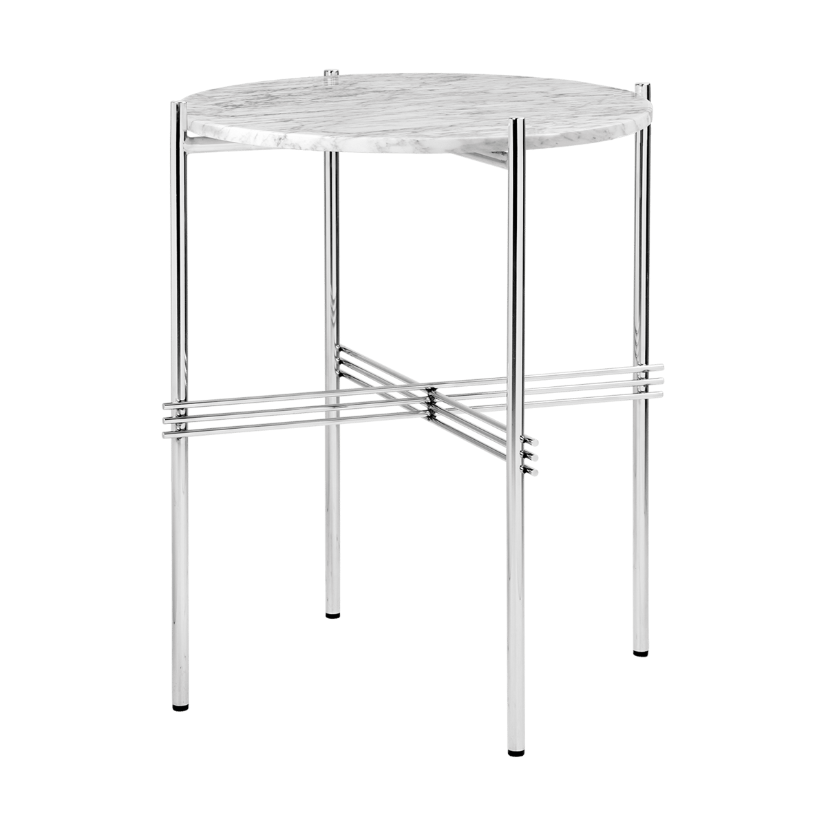 GUBI Mesa auxiliar TS acero pulido 40 White carrara marble