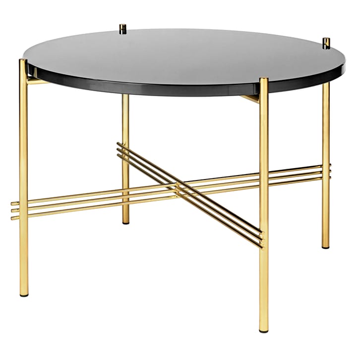 Mesa auxiliar TS con patas de bronce Ø 55 cm - glas graphite black - GUBI