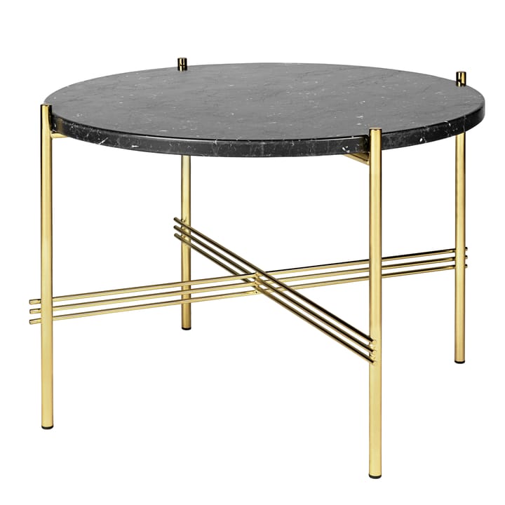 Mesa auxiliar TS con patas de bronce Ø 55 cm - Mármol negro - GUBI