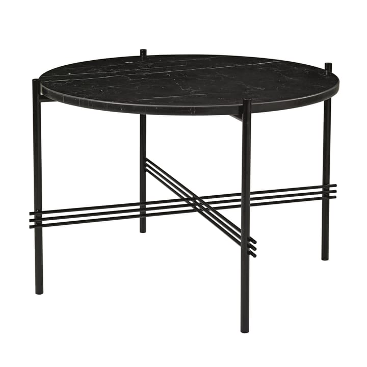 Mesa auxiliar TS con patas negras Ø 55 cm - mármol negro - GUBI