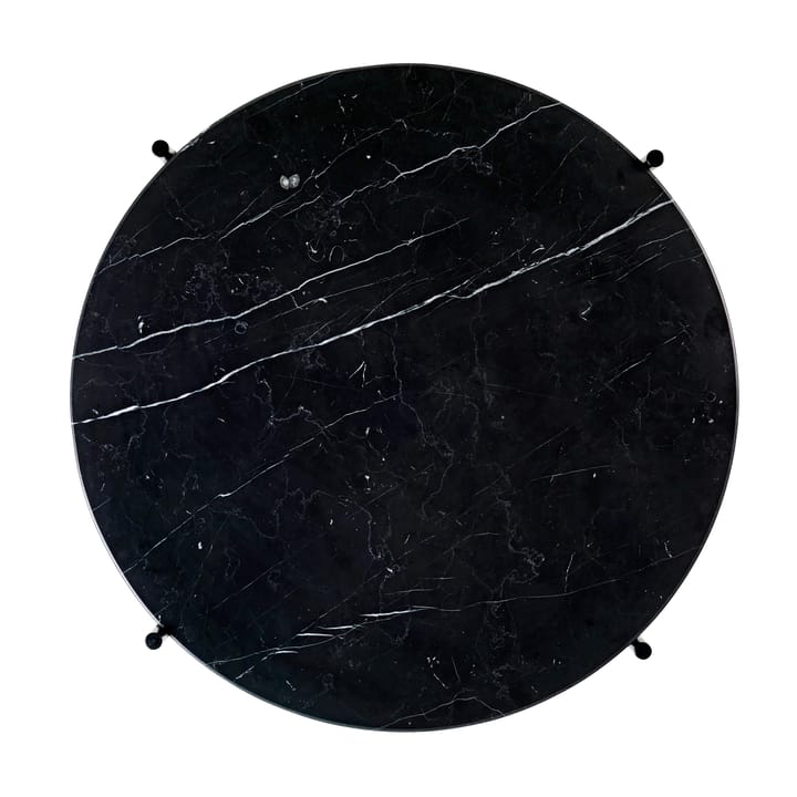 Mesa auxiliar TS con patas negras Ø 55 cm, mármol negro GUBI