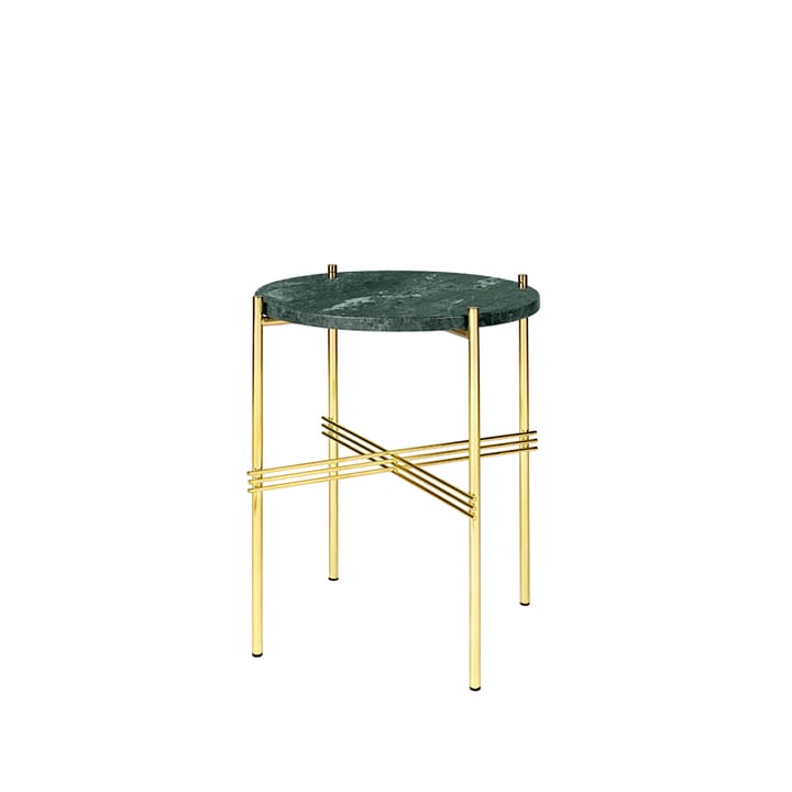 Mesa auxiliar TS Round - Green guatemala marble, ø40, patas de latón - GUBI