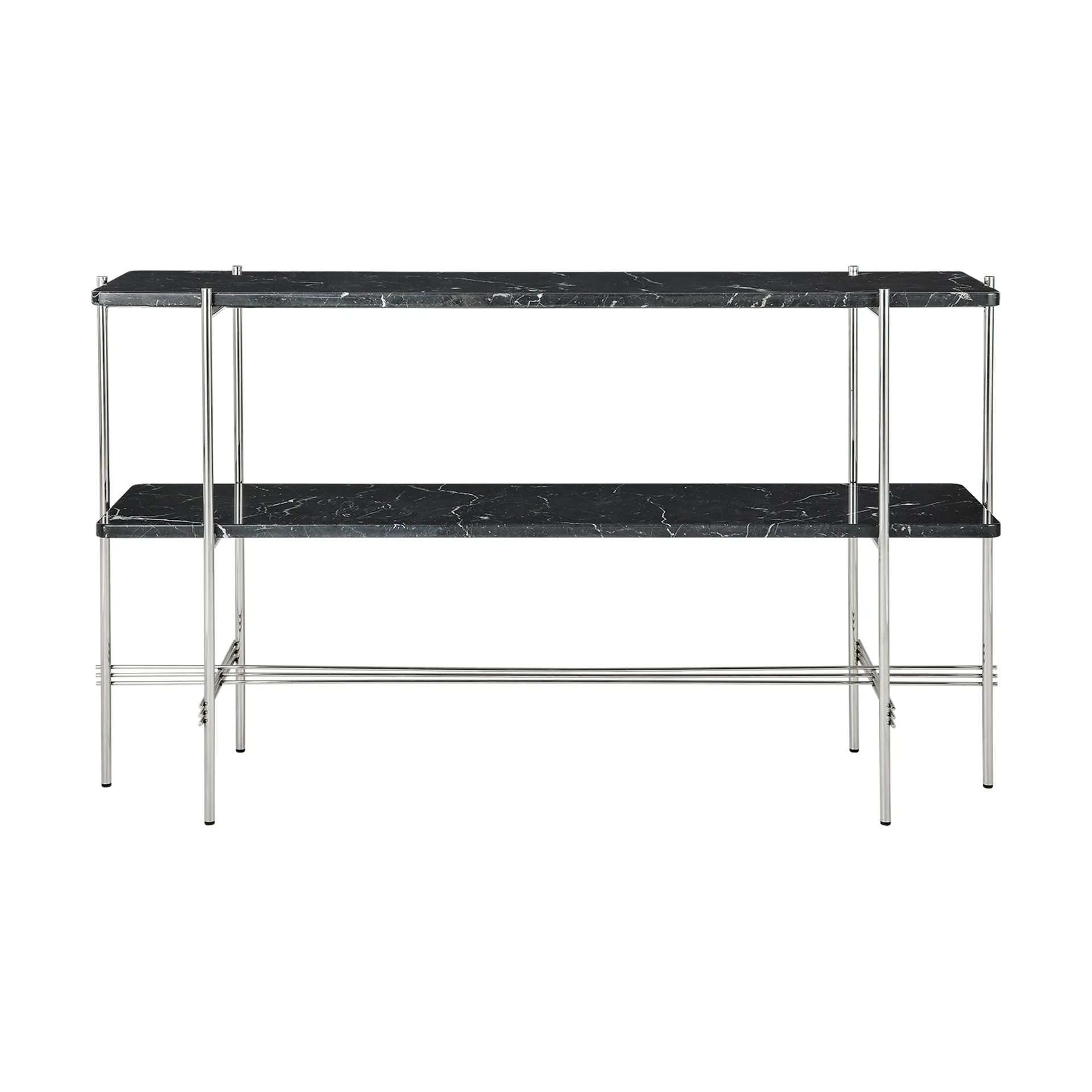 Mesa consola TS 120x30x72 cm, Black marquina marble-acero GUBI
