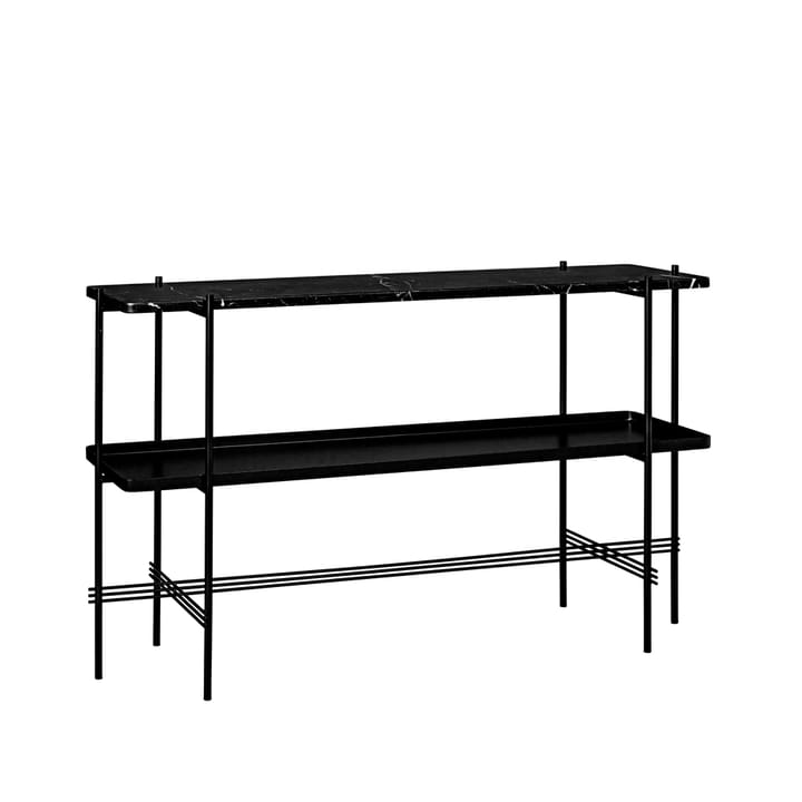 Mesa consola TS 120x30x72 cm - Black marquina marble, base negra, con bandeja - GUBI
