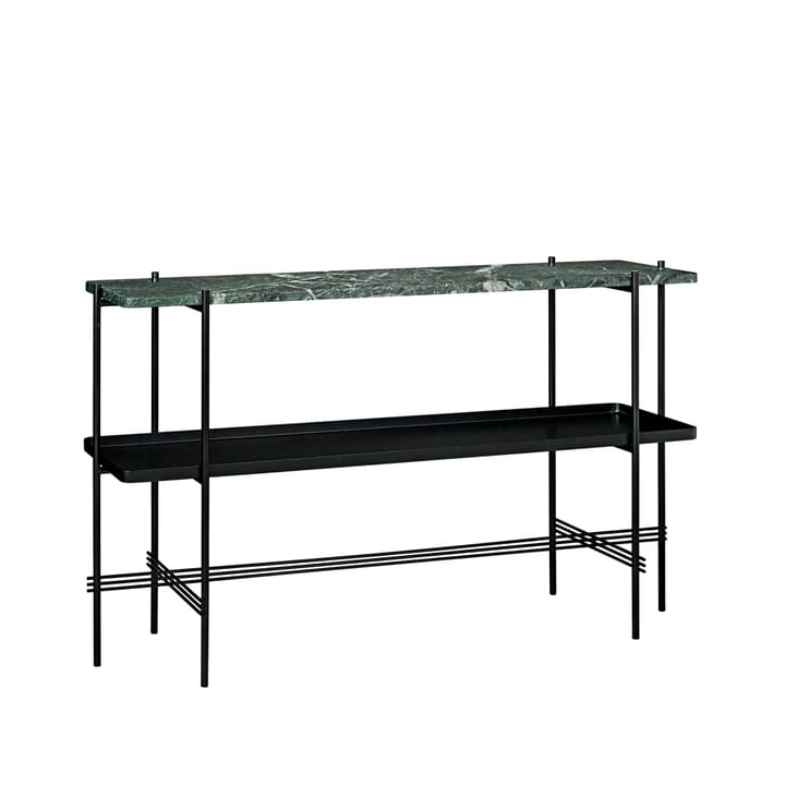 Mesa consola TS 120x30x72 cm - Green guatemala marble, base negra, con bandeja - GUBI