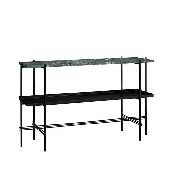 Mesa consola TS 120x30x72 cm
 - Green guatemala marble, base negra, con bandeja - GUBI