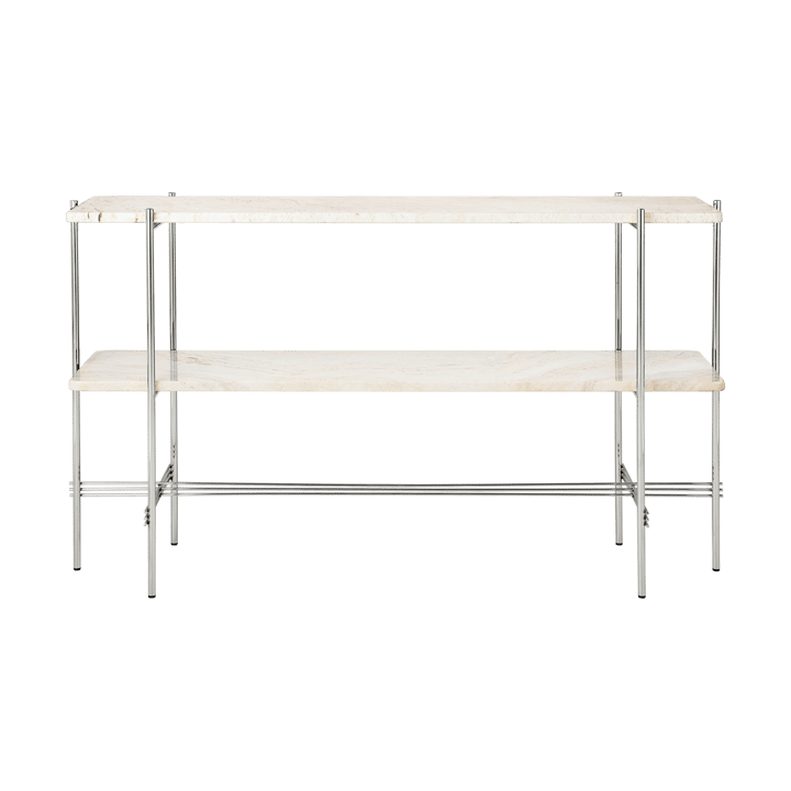 Mesa consola TS 120x30x72 cm - Neutral white travertine-acero - GUBI