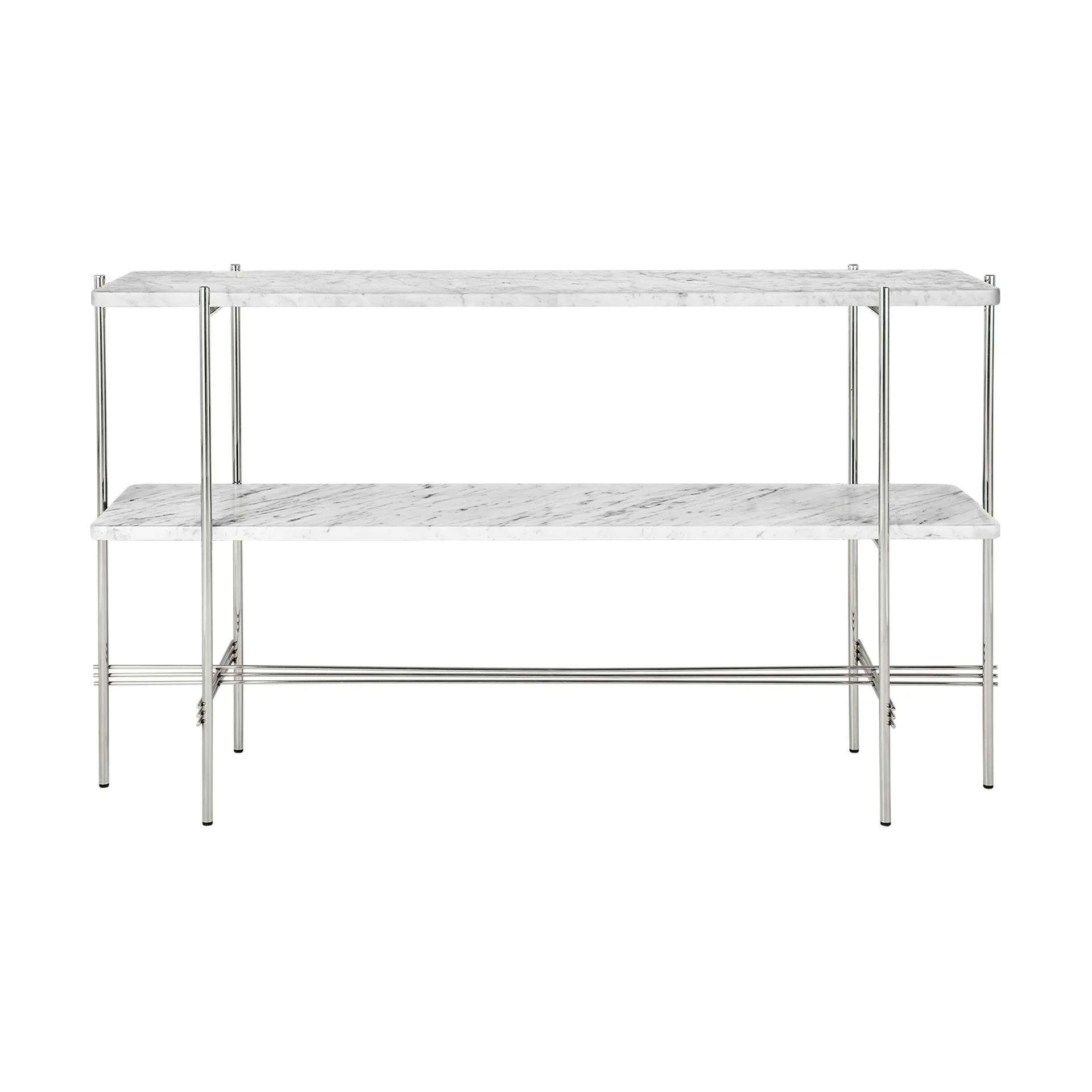 Mesa consola TS 120x30x72 cm, White carrara marble-acero GUBI