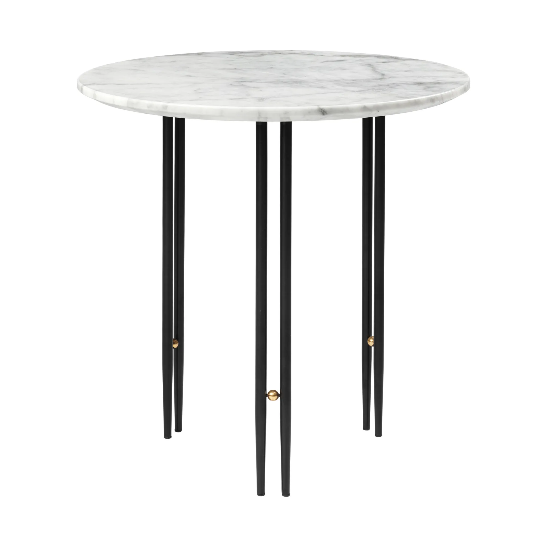 Mesa de centro IOI Ø50 cm, negro-latón-mármol blanco GUBI