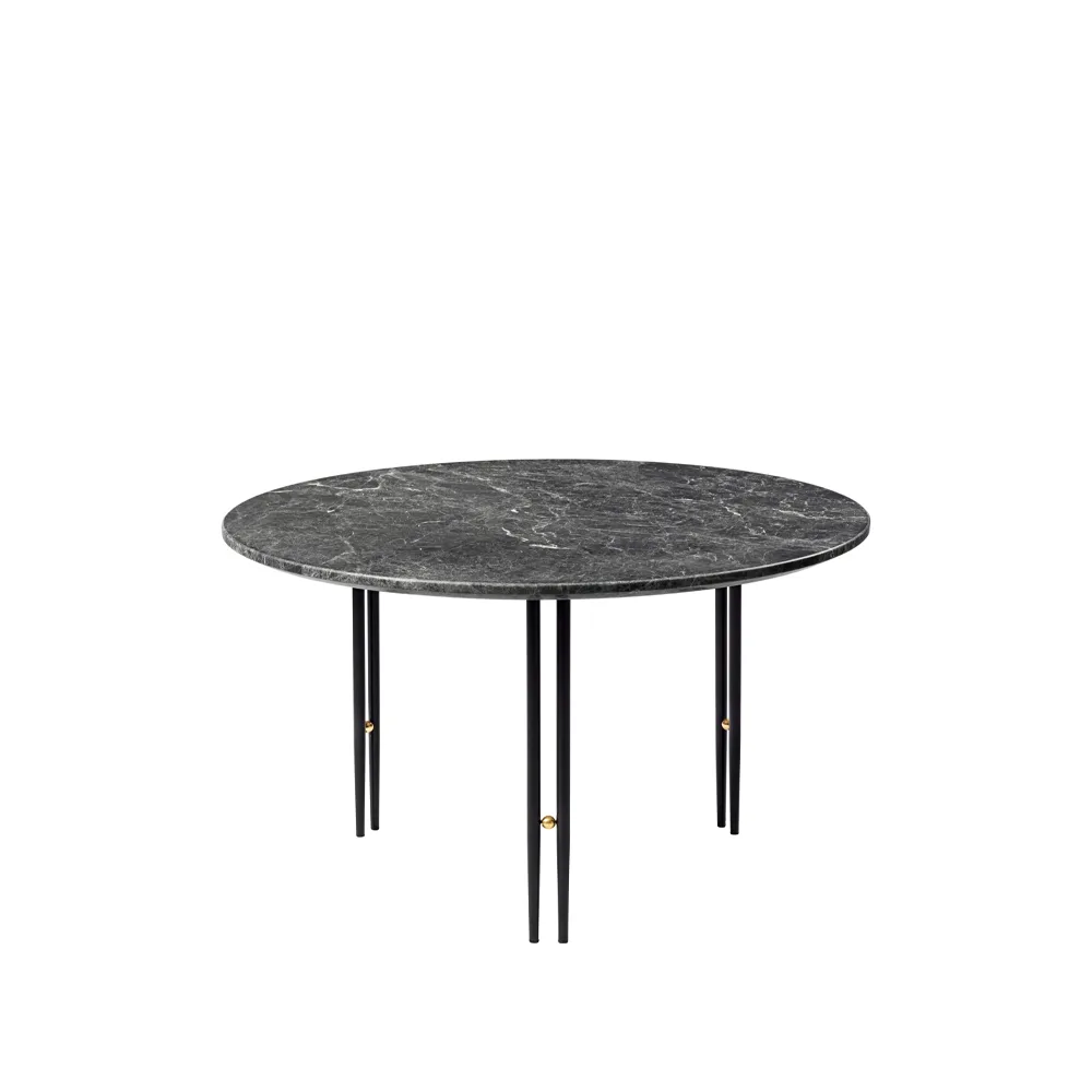 Mesa de centro IOI, Grey emperador marble, ø70, base negra GUBI