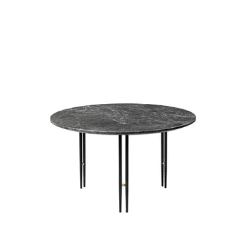 Mesa de centro IOI - Grey emperador marble, ø70, base negra - GUBI