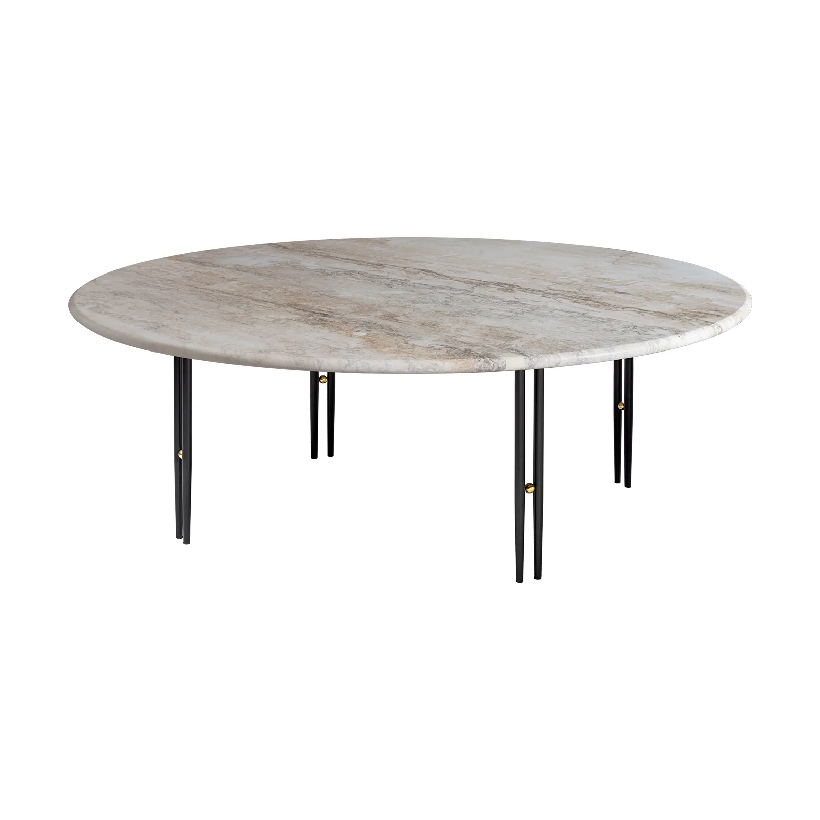 Mesa de centro IOI, Rippled beige-soporte negro ø100 cm GUBI
