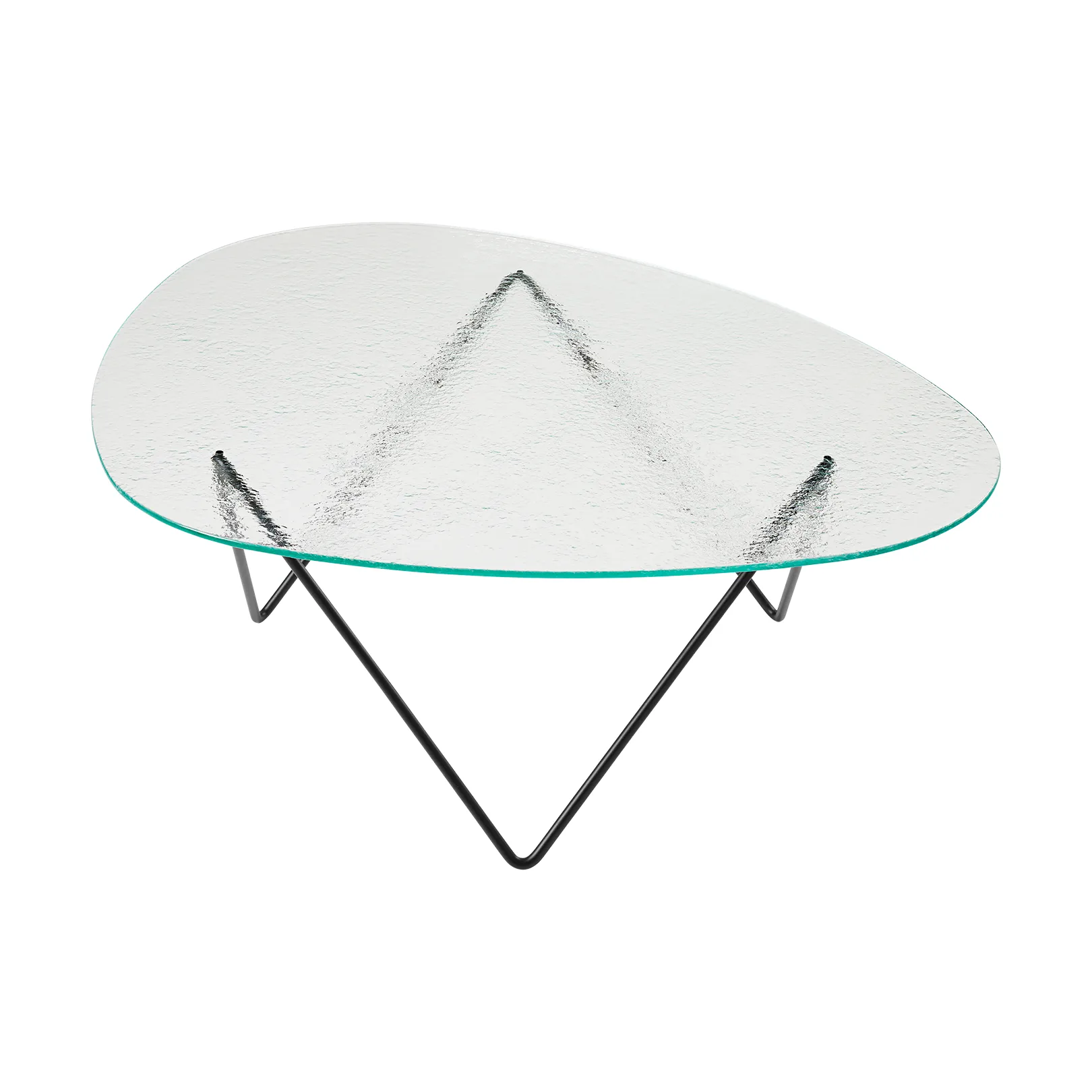 Mesa de centro Pedrera, Negro semimate - vidrio estructurado transparente GUBI